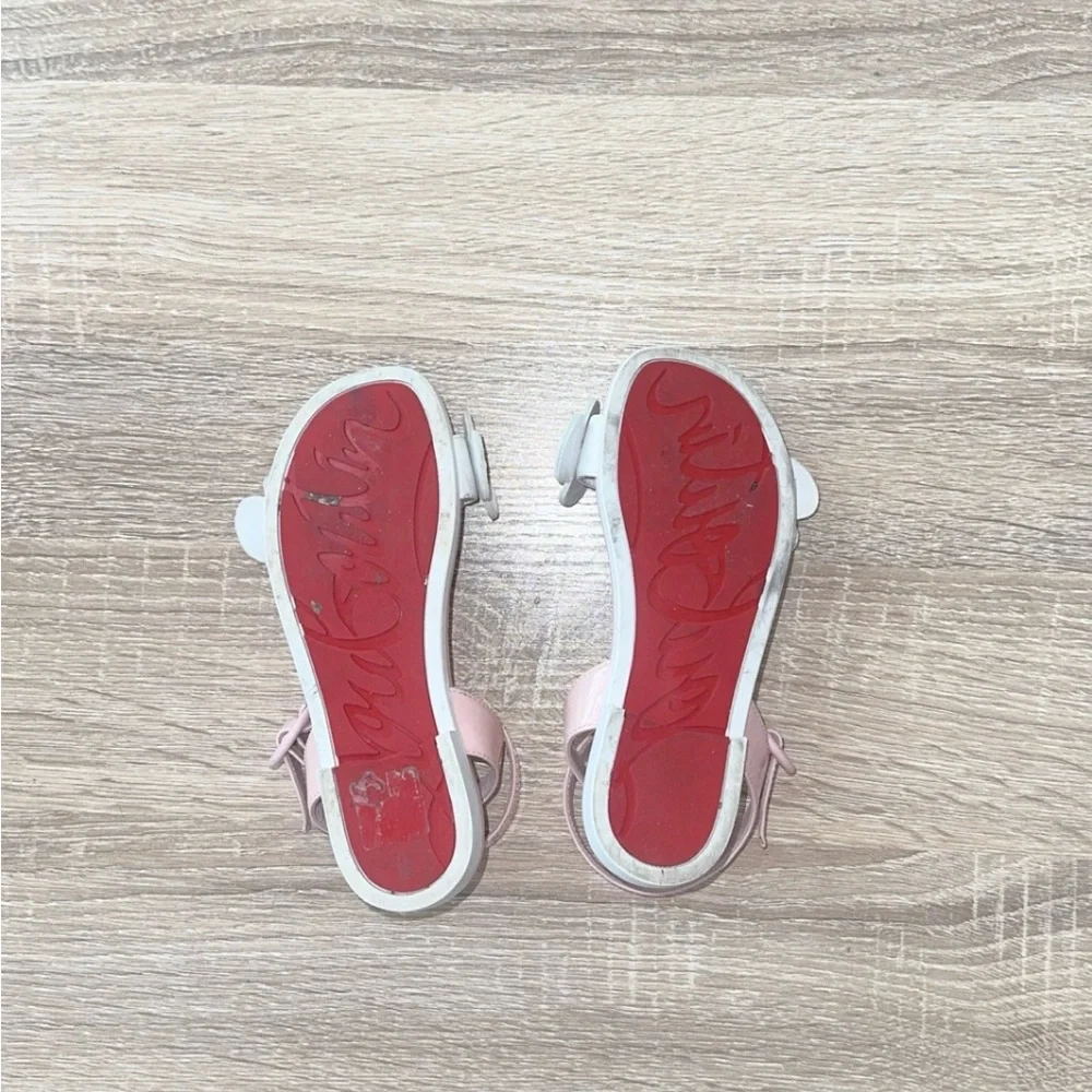 Christian Louboutin Pensatoi Light Pink Flower Leather Sandals Size 29/11‎